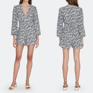 Faithfull the Brand | NWT Maribelle Long Sleeve Linen Zebra Playsuit